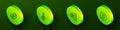 Set Isometric line Nuclear energy battery, Meteorology thermometer, Radioactive and Light bulb with concept of idea icon