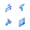 Set Isometric line Paint roller brush, Bathtub, Gamepad and Gas stove icon. Vector