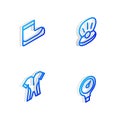 Set Isometric line Pearl, Boots, Wetsuit for scuba diving and Gauge scale icon. Vector