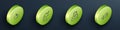 Set Isometric line Poison apple, Unicorn, Vampire and Fireball icon. Vector