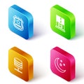 Set Isometric line Police badge, Mail server, Server, Data, Web Hosting and Moon and stars icon. Vector Royalty Free Stock Photo