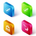 Set Isometric line Price tag with Free, Sale, Shopping bag and Add to cart icon. Vector Royalty Free Stock Photo