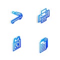 Set Isometric line Printer, Paper cutter, shopping bag and File document icon. Vector Royalty Free Stock Photo