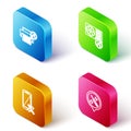 Set Isometric line Printer service, Air conditioner, Smartphone and Location icon. Vector Royalty Free Stock Photo