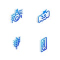 Set Isometric line Pumpkin, Spider, Wheat and Thermometer icon. Vector Royalty Free Stock Photo