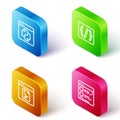 Set Isometric line Python programming language, Programming syntax, Software and Browser files icon. Vector Royalty Free Stock Photo