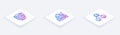 Set Isometric line Robot, Error in robot and Artificial intelligence. White square button. Vector Royalty Free Stock Photo