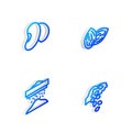 Set Isometric line Seed, Beans, Sifting flour and icon. Vector