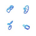 Set Isometric line Seed, , Sprout and Scoop flour icon. Vector
