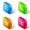 Set Isometric line Server, Data, Web Hosting, Document with search, Monitor password and Secure your site HTTPS, SSL Royalty Free Stock Photo