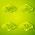 Set Isometric line Skateboard, Ray gun, Dart arrow and Toy train icon. Vector Royalty Free Stock Photo