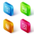 Set Isometric line Software, Browser setting, Computer and icon. Vector