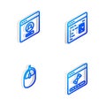 Set Isometric line Software, Create account screen, Computer mouse and Loading data window icon. Vector Royalty Free Stock Photo