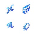 Set Isometric line Tiger zodiac, Pisces, Scorpio and Eclipse of the sun icon. Vector