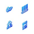 Set Isometric line Wheat, Seed, Farmer in the hat and Pack full of seeds of plant icon. Vector