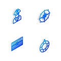 Set Isometric line Wind rose, Pirate captain, Antique treasure chest and Lifebuoy icon. Vector Royalty Free Stock Photo
