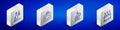 Set Isometric line Wine temperature, Cardboard box of wine, italian fiasco bottle and Bottles icon. Vector