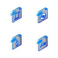 Set Isometric line WMA file document, JS, EPS and OTF icon. Vector Royalty Free Stock Photo