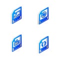 Set Isometric line WMA file document, TIFF, MOV and CSS icon. Vector Royalty Free Stock Photo