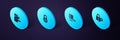 Set Isometric Lock and key, Server VPN, Safe combination lock wheel and Digital door with wireless icon. Vector