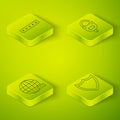 Set Isometric Lock and key, Social network, Shield and Password protection icon. Vector