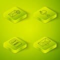 Set Isometric Mail box, Mail box, Delete envelope and Envelope with shield icon. Vector