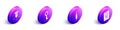Set Isometric Motion sensor, Old key, Bullet and Fingerprint icon. Vector