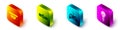 Set Isometric Motion sensor, Smartwatch, Gamepad and Light bulb with concept of idea icon. Vector