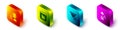 Set Isometric Network cloud connection, Browser files, Filter setting and Cloud technology data transfer icon. Vector Royalty Free Stock Photo