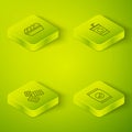 Set Isometric Paper glass with straw, Cracker biscuit, Bag or packet potato chips and Chicken nuggets in box icon