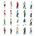 Set of isometric people isolated on white background.