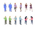 Set of isometric people of students. The concept of 3d. Young men, women, girls, boy, student, elderly teacher