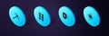 Set Isometric Processor, Shield with bitcoin, Mining farm and Pickaxe icon. Vector