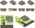 Set of simple isometric houses