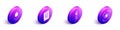 Set Isometric Ringing alarm bell, Fingerprint, Watch tower and Eye scan icon. Vector.