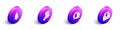 Set Isometric Ringing bell, Human hand and easter cake, Speech bubble with easter egg and Greeting card with Happy