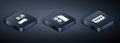 Set Isometric Router and wi-fi signal, RAM, random access memory and Case of computer icon. Vector Royalty Free Stock Photo