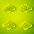 Set Isometric Safe, Graph, chart, diagram, infographic, Pie chart infographic and Pie chart infographic icon. Vector