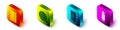 Set Isometric Server, Data, Web Hosting, Social network, Mobile with closed padlock and Bullet icon. Vector Royalty Free Stock Photo
