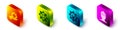 Set Isometric Settings in the hand, Processor, Wrench spanner and gear and Worker safety helmet icon. Vector.