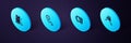 Set Isometric Shutdown of factory, Safe, Dollar rate decrease and Mobile stock trading icon. Vector