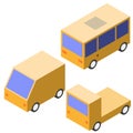 Set of isometric simple cars, elements for infographics, vector