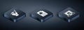 Set Isometric Smart glasses, Creating robot and Technical specification icon. Vector