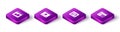 Set Isometric Software, Online play video, Programming language syntax and Debugging icon. Vector