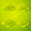 Set Isometric Speaker volume, Music player, Music note, tone and Music streaming service icon. Vector