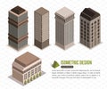 Set of isometric tall buildings for city building