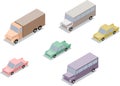 Set of isometric transport: car, lorry and bus