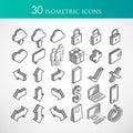Set of 30 isometric vector icons Royalty Free Stock Photo