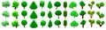 Set of isometric voxel trees Royalty Free Stock Photo