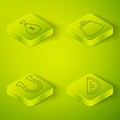 Set Isometric Wallet, Horseshoe, Casino slot machine with watermelon and Money bag icon. Vector